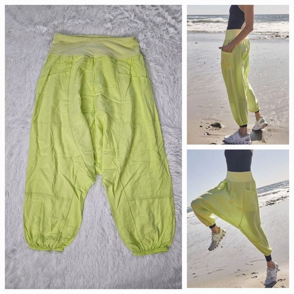 Free People Movement Give Me All Your Harem Pants Lime Green - Picture 1 of 16